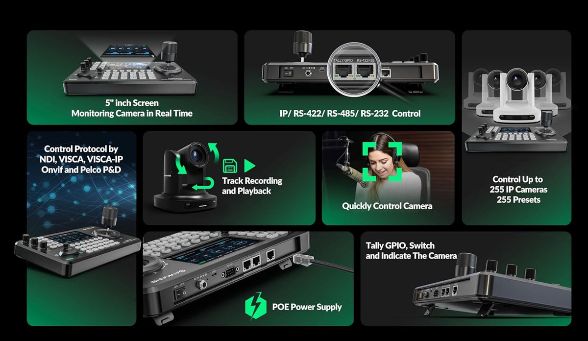 AVKANS PTZ Camera Joystick Controller with 5 Inch Display Preview ...