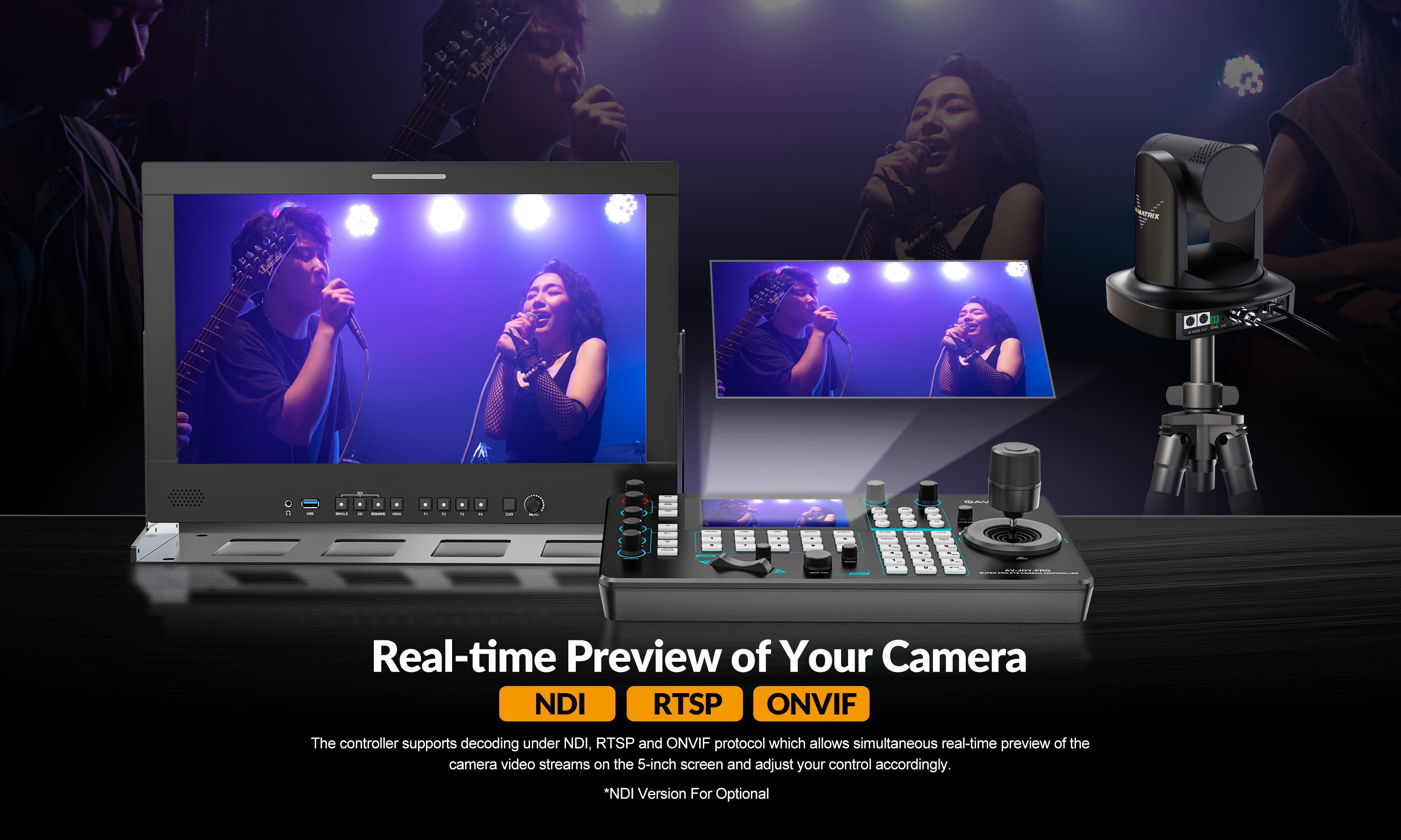 Camera Monitor Controller AVKANS Pro PTZ Camera Joystick Controller, NDI Camera Controller, AV ...