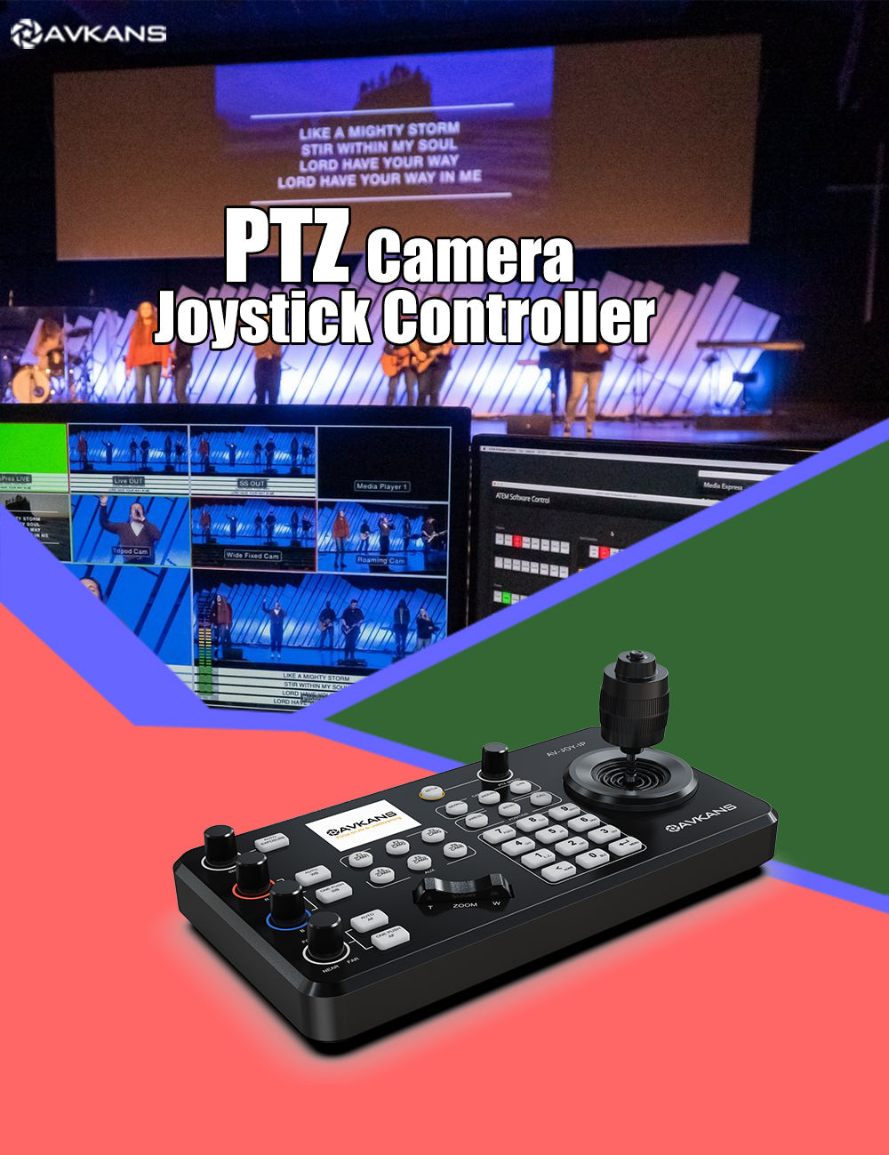 AVKANS USED Super PTZ Camera Joystick Controller, NDI Camera Controller  Keyboard with 4D Joystick for Live Streaming, USED JOYSTICK CONTROLLER